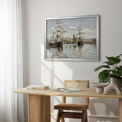 Ships at Rouen-Claude Monet-Framed Gallery Wrapped Canvas-1872