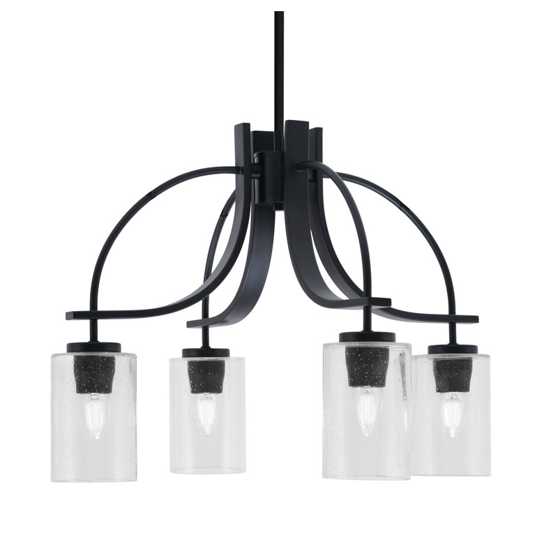 Lustre Cavella, H 15,75 po x l 23,25 po x P 23,25 po, Noir mat, 4
