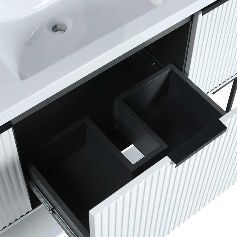 Minkley 47.2'' Single Bathroom Vanity with Resin Top, White