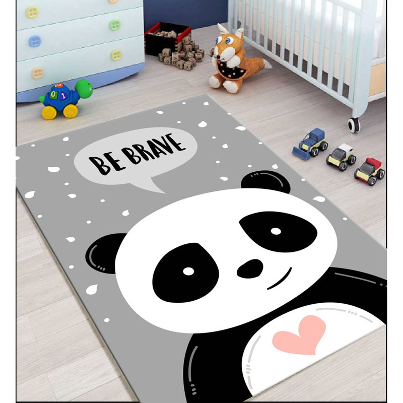 Tapis rectangulaire tissé à la machine en polyester gris / blanc / noir Tiggs, Rectangle 3 pi 11 po x 5 pi 9 po