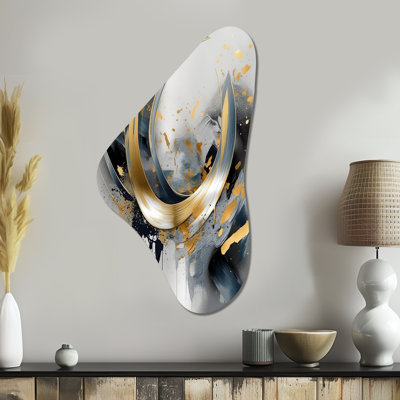 Hartz  Abstract Marble Boomerang Shape Assymterical Metal Wall Art