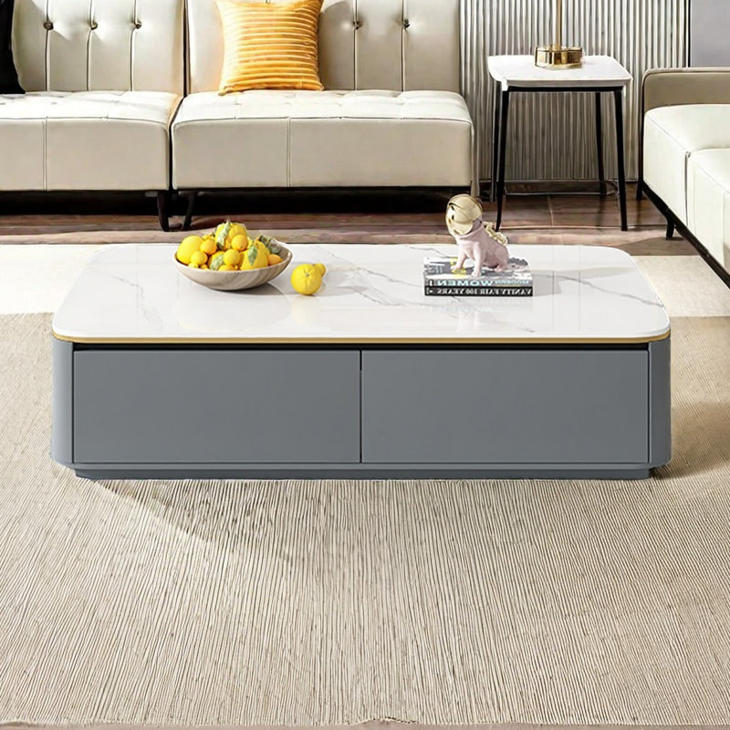 Table basse en bois massif, H 13,4 po x L 51,2 po x l 27,6 po, Gris