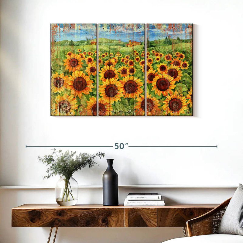 Alvord Sunflower Field Distressed, 24" H x 38" W