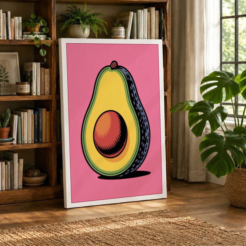Avocado Heart Modern - Wrapped Canvas, 36x24 - 91.4 x 61.0 cm, Cream Border