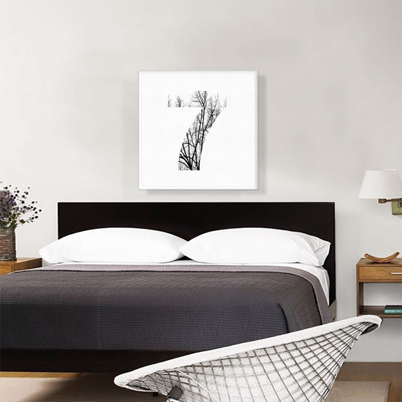 «Tree Branches Alphabet Number 7 Seven Numéral», reproduction d'art sur toile tendue, H 26 po x l 26 po x P 0,75 po