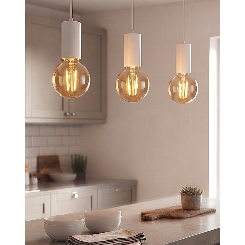 1 - Light Bulb Pendant, White