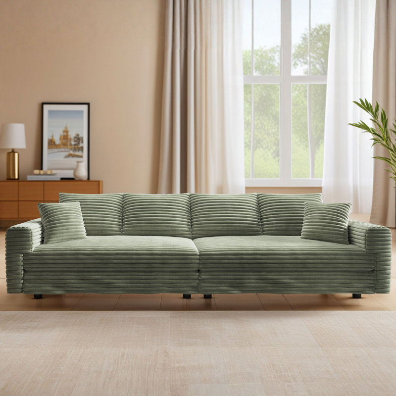 Canapé modulaire très long avec conversion de méridienne et 2 coussins décoratifs 103 po Almonte, Vert