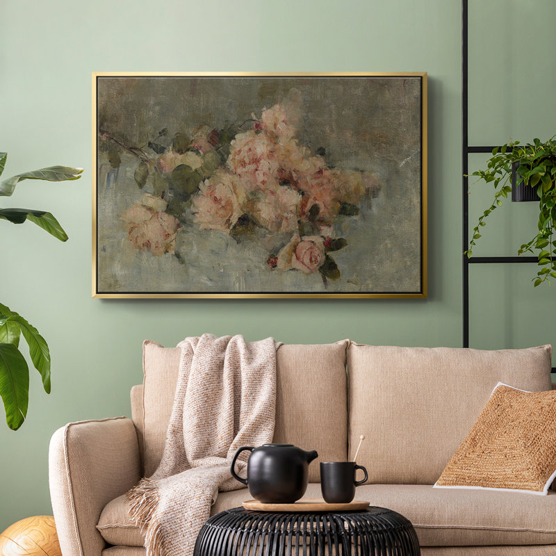 «Vintage Botanical - CXV» sur toile, H 27 po x l 41 po x P 2 po, Toile avec cadre flottant or