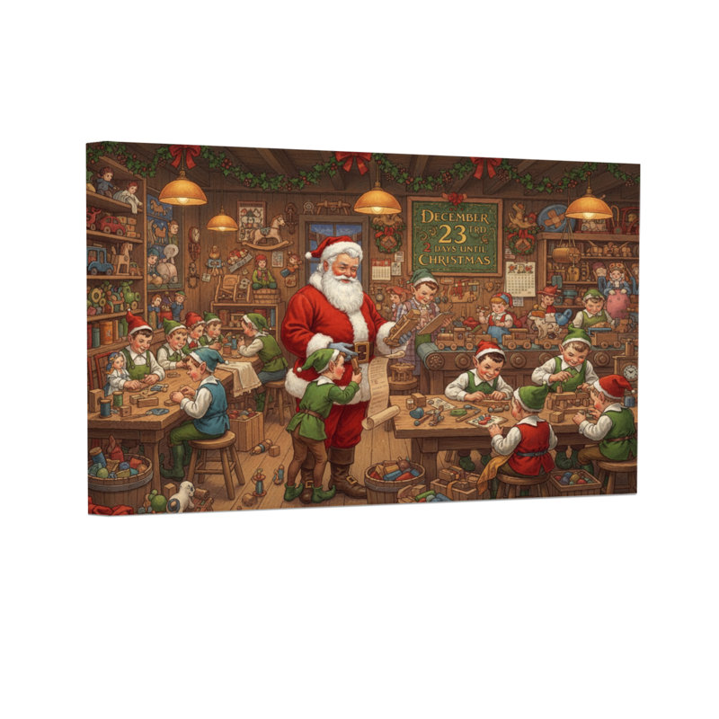 Christmas Santa Claus Workshop Elves Christmas Scene