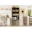 Armoire de rangement haute autoportante de style ferme moderne avec portes coulissantes de grange – Meuble de rangement avec étagères et tiroirs réglables – Organisateur de cuisine/salle à manger – Gris champêtre-685229875