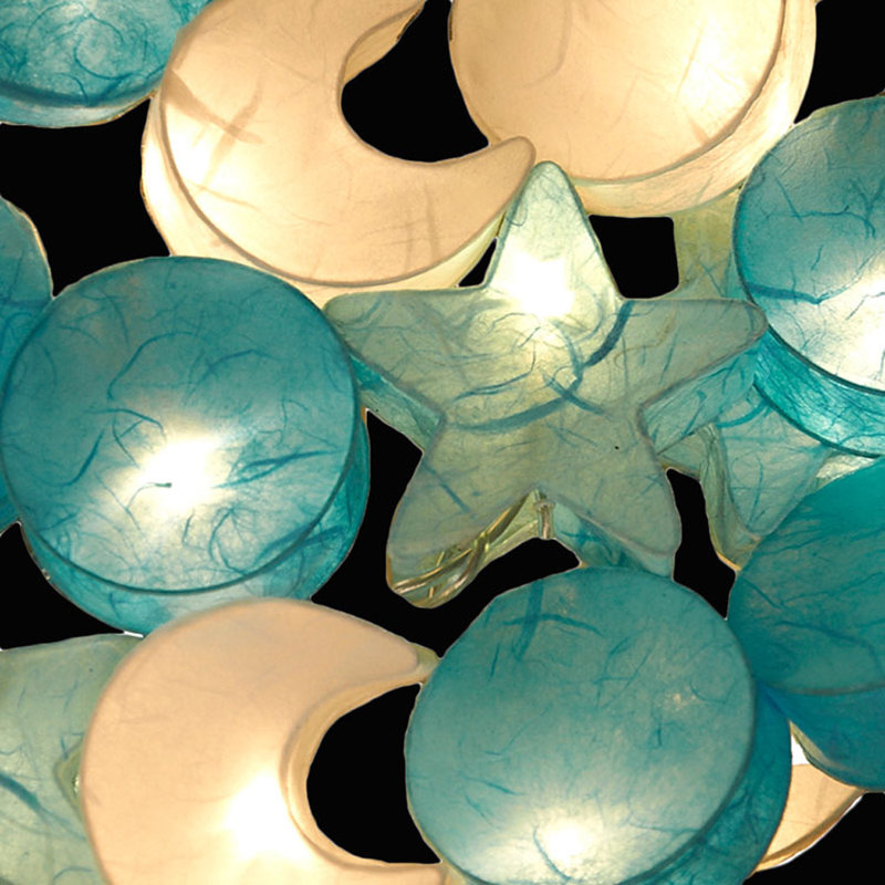 Shallon LED Handmade Paper Suns Stars and Moons String Light, 30 Lamps - 8 Metre Long