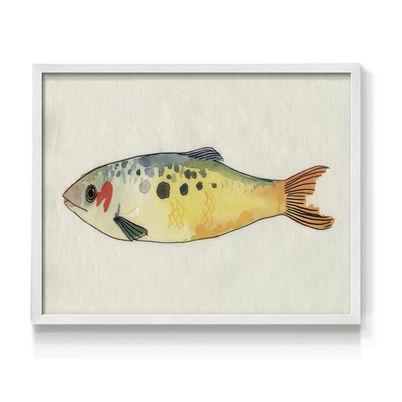 Fanciful Fish I -Framed Print - Restickable, H 22 po x l 28 po, Blanc