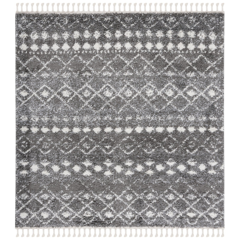 Berber Fringe Shag Performance Southwestern Rug, Square 6'7"