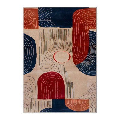 Premium Machine Woven Area Rug, 3.3 x 4.6 Feet, 60% Cotton & 40% Polyester | Non-Slip Cotton Underside, 0.3 in Total Thickness | Easy to Clean, Durable Digital Print Design for Living Room & Bedroom Decor