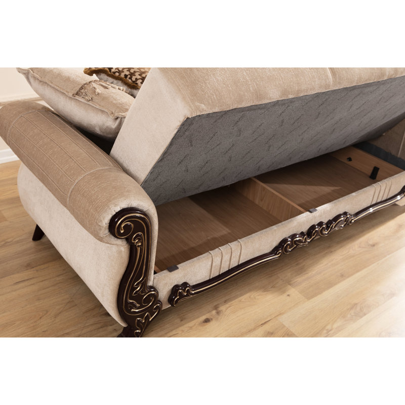 Chenille beige élégante avec coussin en mousse haute, structure en bois d'ingénierie, lit et siège ferme contemporain