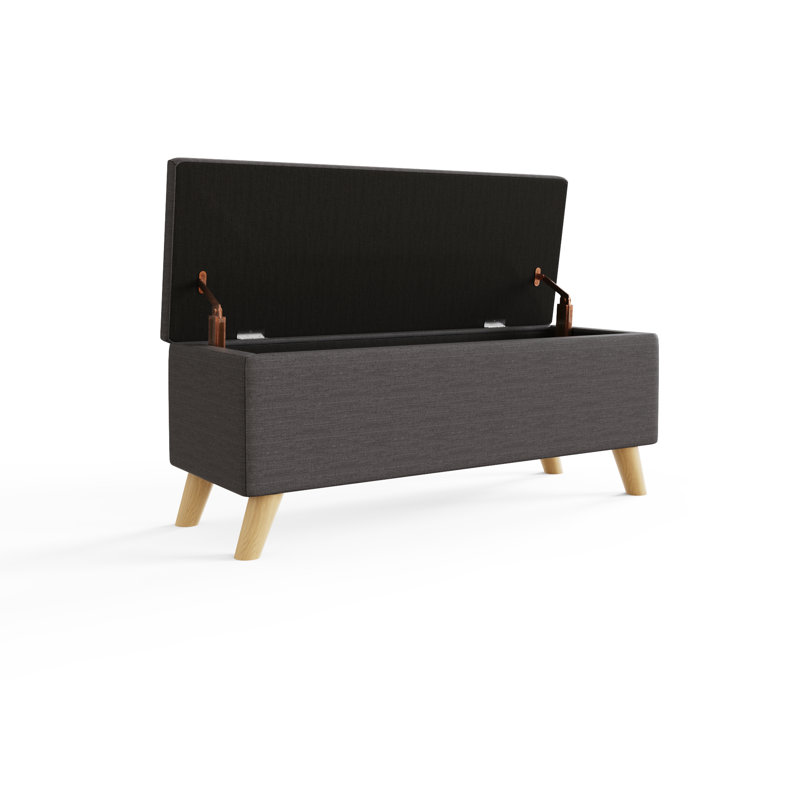 Caver 98cm Wide Rectangle Solid Colour Ottoman with Storage, Charcoal