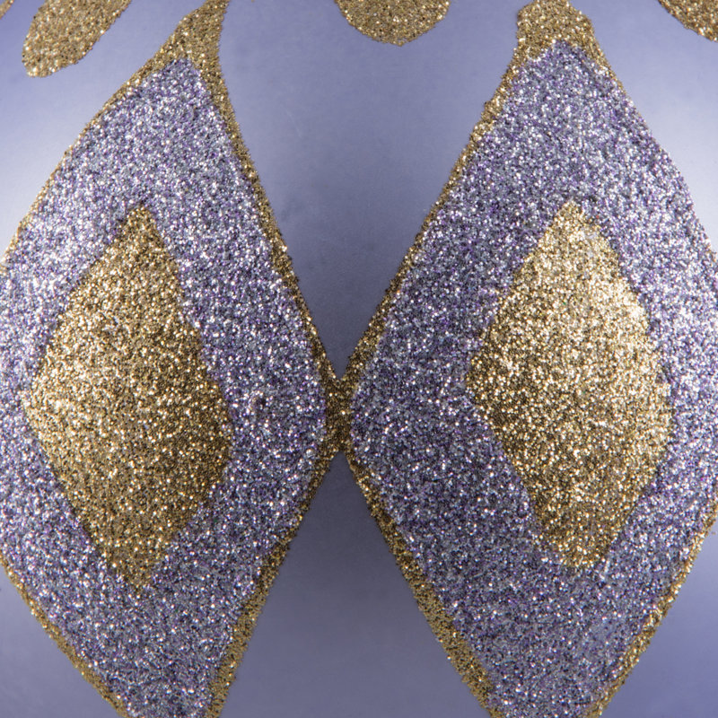 Ornement boule de diamant pailleté mat, Lilas, H 4,75 po x l 4,75 po x P 4,75 po