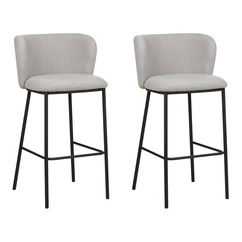 Mina Upholstered Counter Stool with Metal Frame, Grey