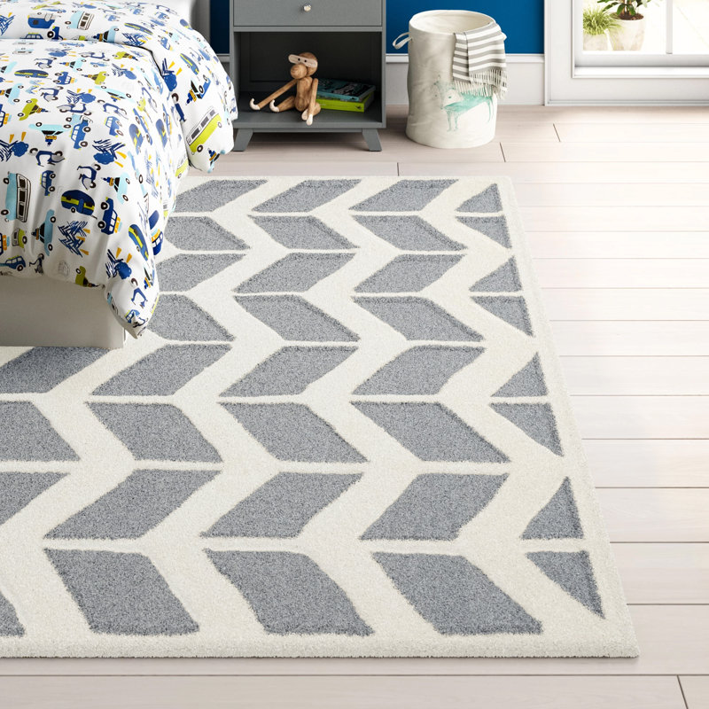 Tapis à chevrons en laine touffeté à la main Ellicott, Rectangle 5 pi x 8 pi