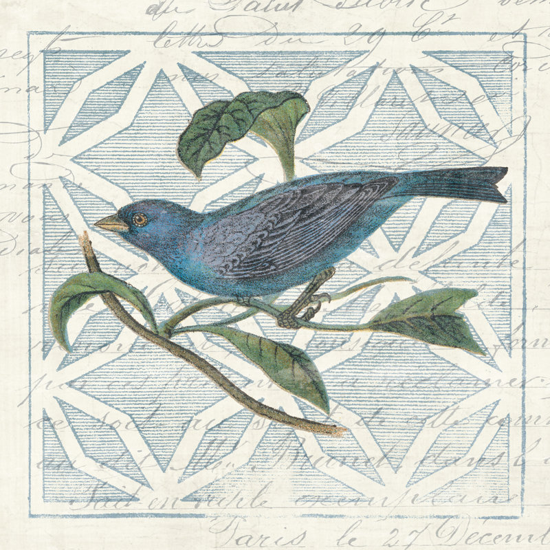 Monument gravé à l'eau-forte II - oiseau bleu, H 12 po x l 12 po