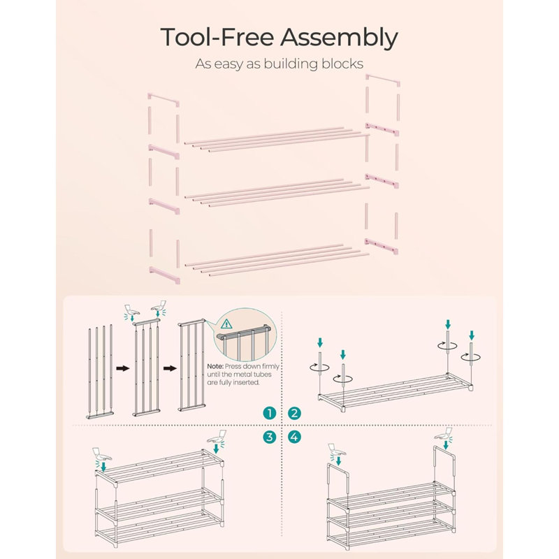 Range-chaussures, range-chaussures à 3 niveaux, tablette de rangement en métal, debout ou à l'envers, pour 16 à 20 paires, empilable, pour vestibule