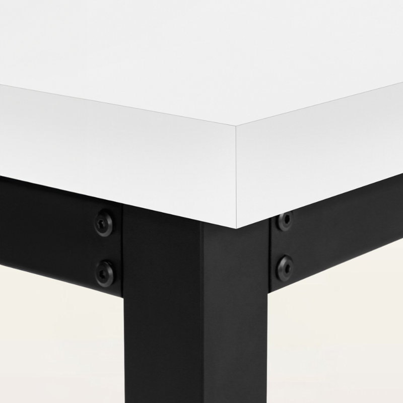 Alani White Height Adjustable Computer Desk with Black Metal Leg, 29.3" H X 47.08" W X 23.6" D