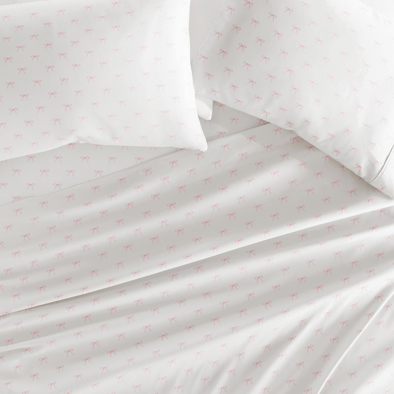 Ensemble de literie 4 pièces Ditsy, Ensemble de draps pour lit simple très long avec , Boucles roses