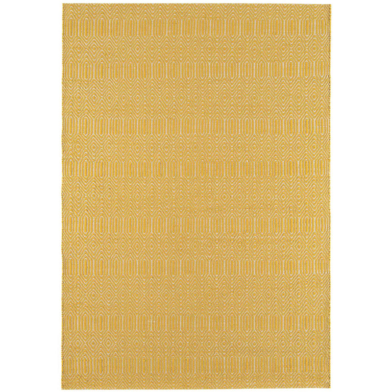 Mustard Geometric Handmade Modern Easy To Clean Rug Dining Room Bedroom And Living Room, Wool/Cotton, Rectangle 160 x 230cm