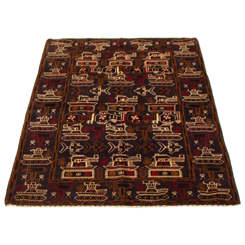 Tapis bleu foncé Saim Rare War 3 pi 11 po x 6 pi 2 po