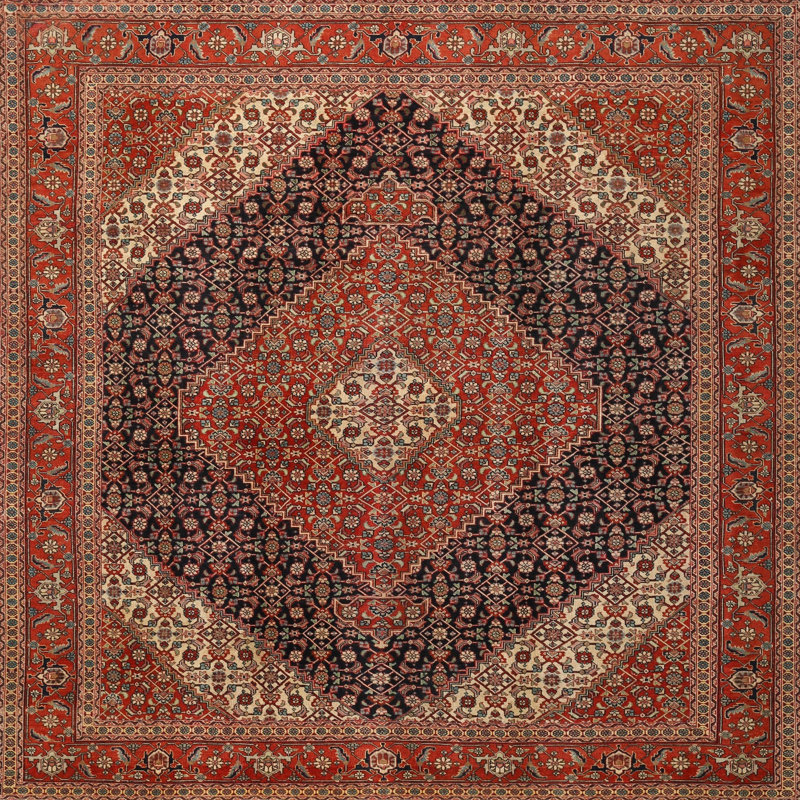Tapis oriental brun / rouge, Carré 5 pi