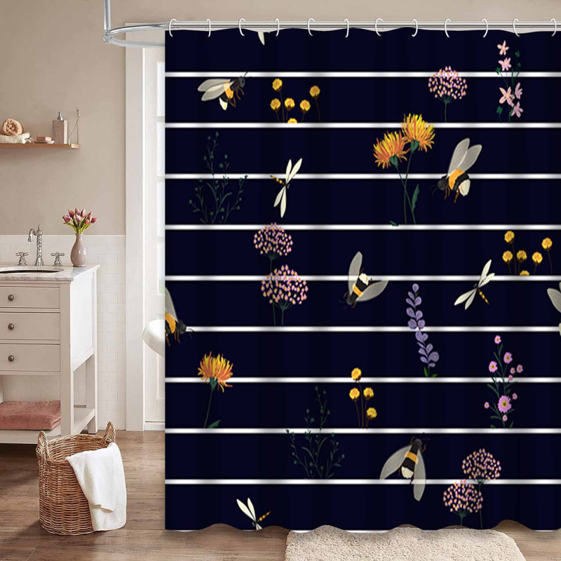 Rideau de douche avec 12 crochets, L 72 po x l 78 po