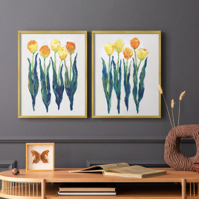 Tulips in a Row I-Premium Framed Print -Ready to Hang - No Nails Required - No Nails Required