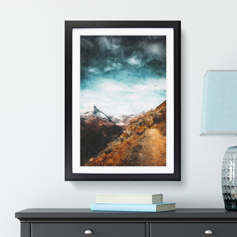 Matterhorn Mountain Switzerland Abstract - Picture Frame Painting Print, 87cm H x 62cm W x 2cm D, Black Framed