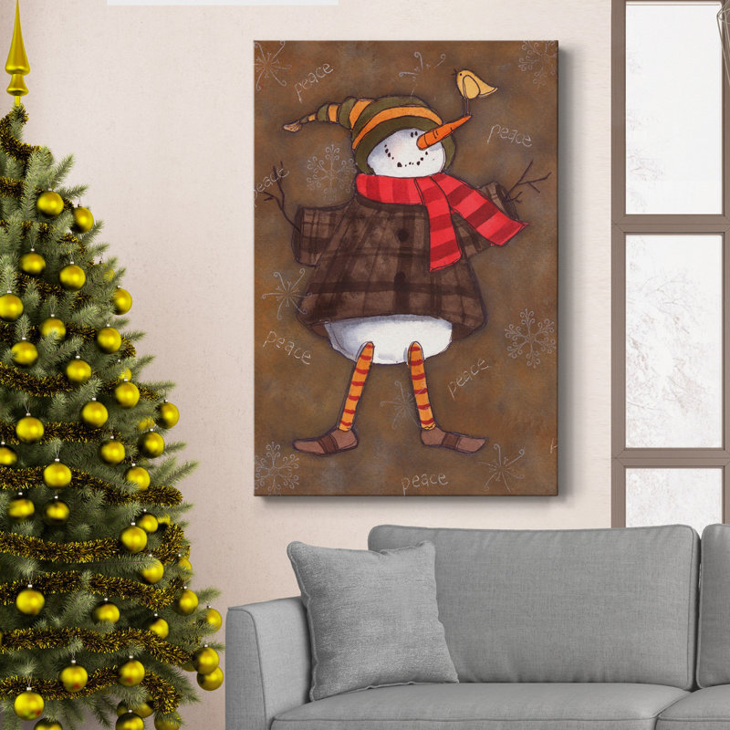 Bonhomme de neige chanteur sur toile de qualité supérieure - prêt à accrocher, H 12 po x l 8 po x P 1 po