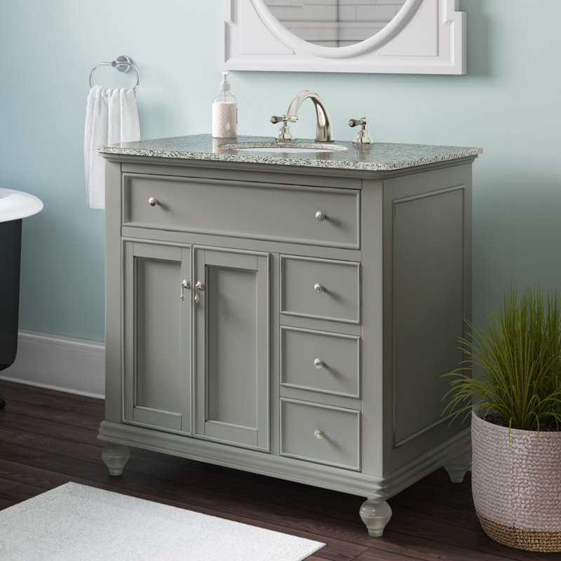 Otto 36'' Single Bathroom Vanity with Top, Antique White, Light Gray