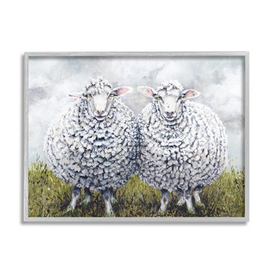 «Stupell Industries Sheep Duo Farm Landscape», art mural sur toile par Maggie Vandewalle