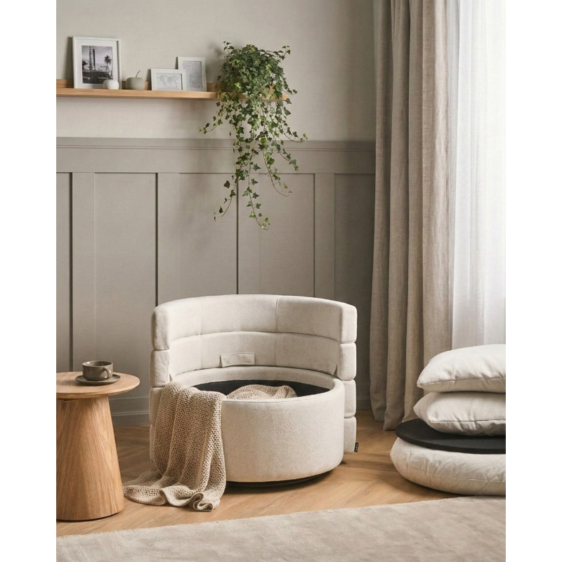 Upholstered Swivel Barrel Chair, White