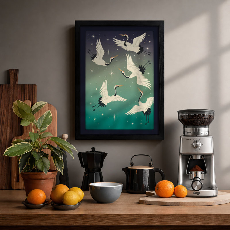 Flight Of The Cranes Coastal - Print, Black, A3 - 42.0 x 29.7 cm