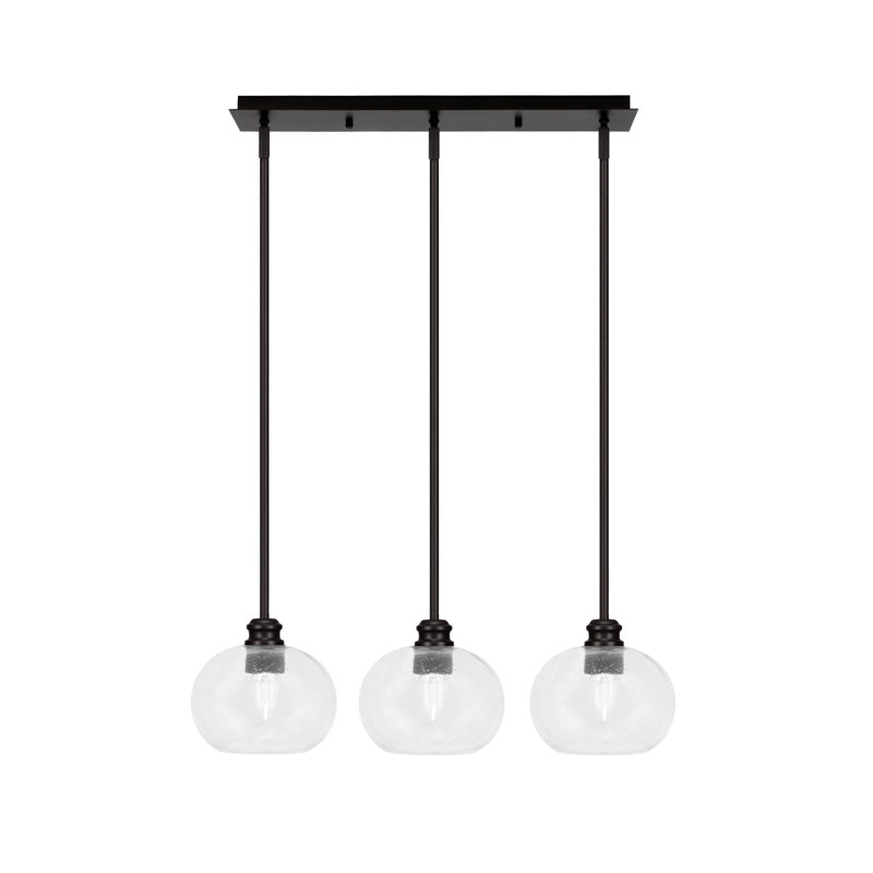 Luminaire suspendu linéaire 3 lumières avec verre de 7 po Edge, Espresso