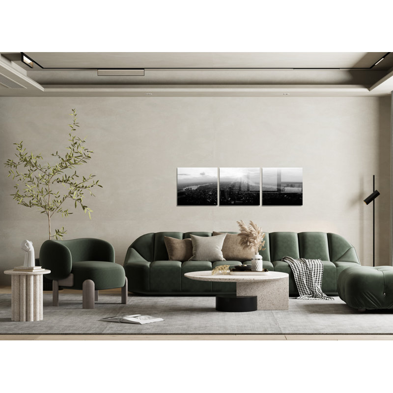 3 Piece No Frame Print on Glass, 60cm H x 60cm W x 0.4cm D