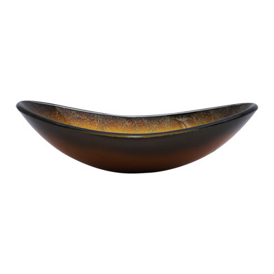 21-1/2"L Drop-In Glass Bathroom Vessel Sink with Drain