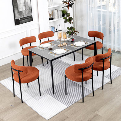 Sherpa Upholstered Metal Dining Chairs