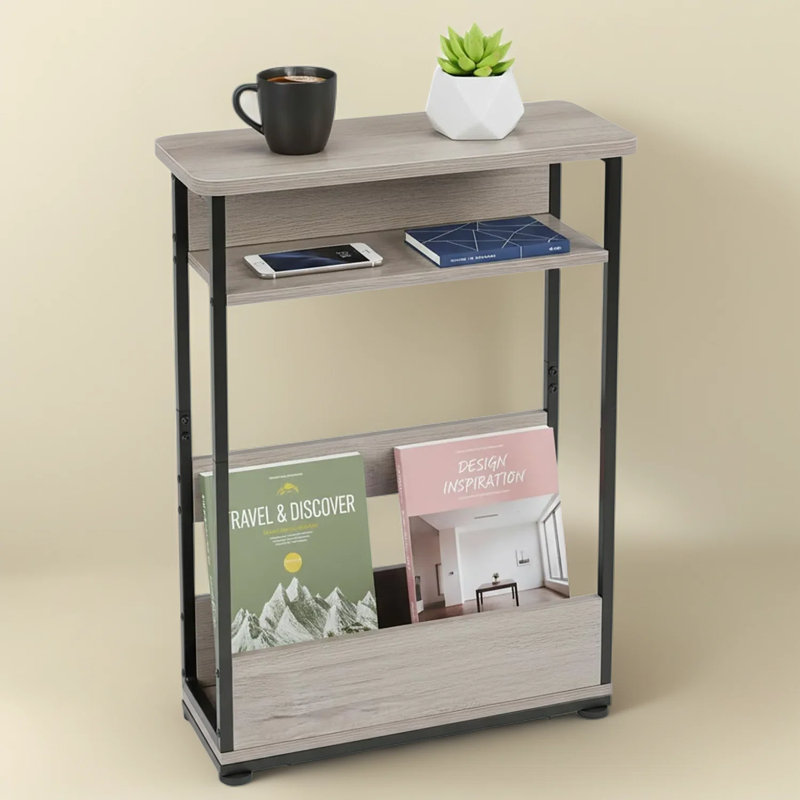 Slim 3-Tier Side Table With Storage Shelf - Space-Saving Narrow End Table For Small Spaces, Modern Sofa Table, Nightstand Or Corner Table