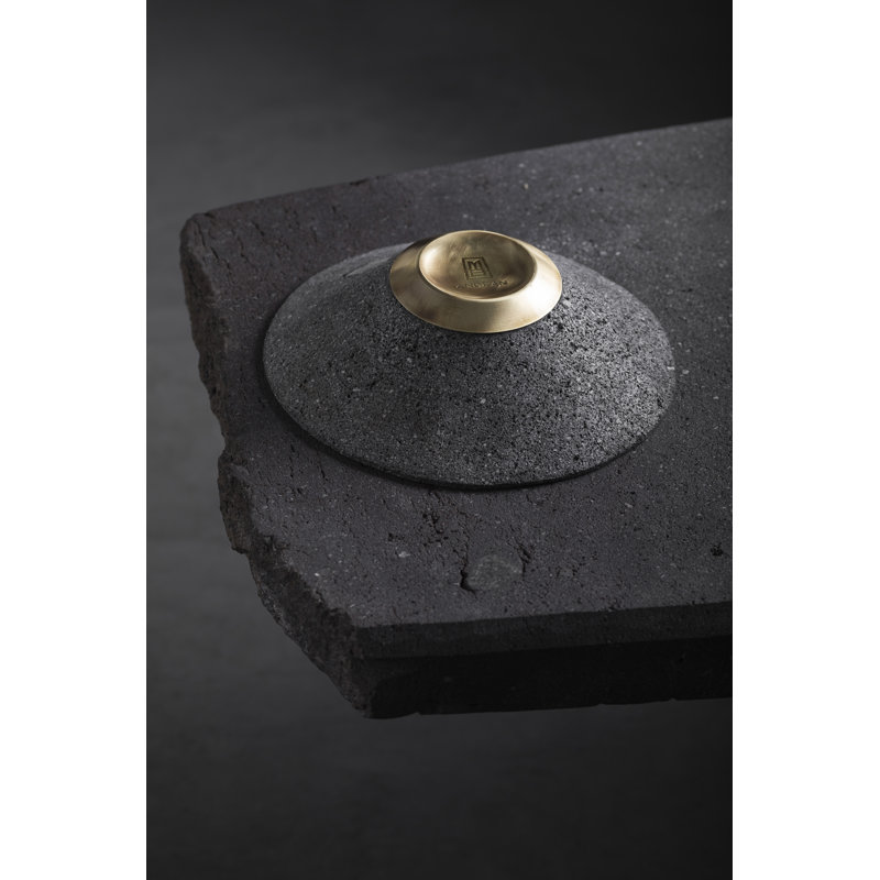 Chimborazo Decorative Volcanic Stone Bowl With Aged Bronze Detail By Andean, In Stock