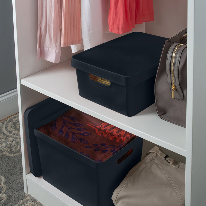 Vinto Storage Plastic Box, 8.5" H x 14.5" W x 11" D, Charcoal