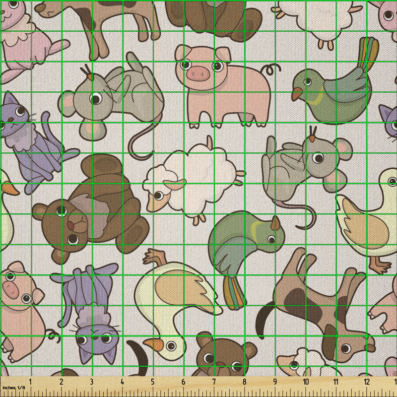 Darity Pigeons Sheep Pig Farmland Inhabitants Multi-Purpose Fabric