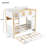 Twin over Twin Size Bunk Bed with House-shaped Guardrails and Storage Shelves and Trundle,White+Natural-179218557