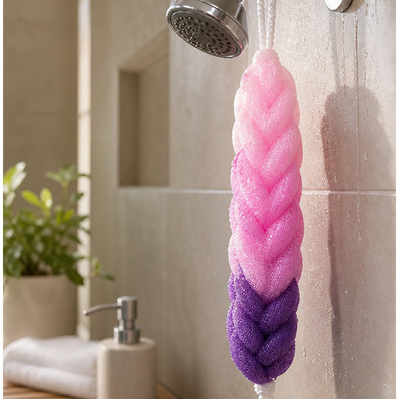 Ensemble de 4 épurateurs pour le corps en mousse de douche exfoliante en forme de luffa multicolore - 11 po