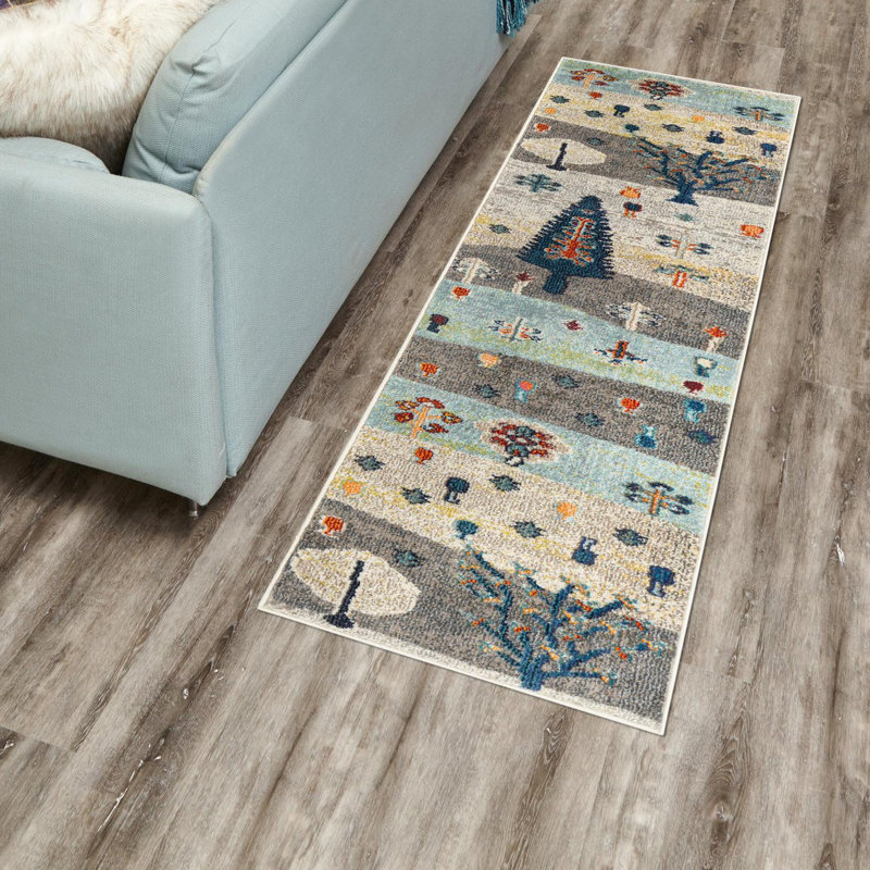 Washable Floral Indoor Rug, Runner 2' x 6'1"