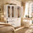 Wardrobe Armoire with Glass Display Door, Modular Bedroom Closet Storage with 3 Drawers and Hanging Rod